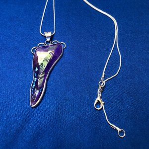 Handmade Titanium Druzy 925 Stamped Sterling Silver Necklace.